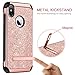iPhone X Case, iPhone Xs 2018 Glitter Case, BENTOBEN Bling Slim Hybrid 2 in 1 TPU Bumper Hard PC Cover Coat Sparkly Shiny Cute Faux Leather with Metal Kickstand for iPhone X/iPhone Xs 2018,Rose Gold