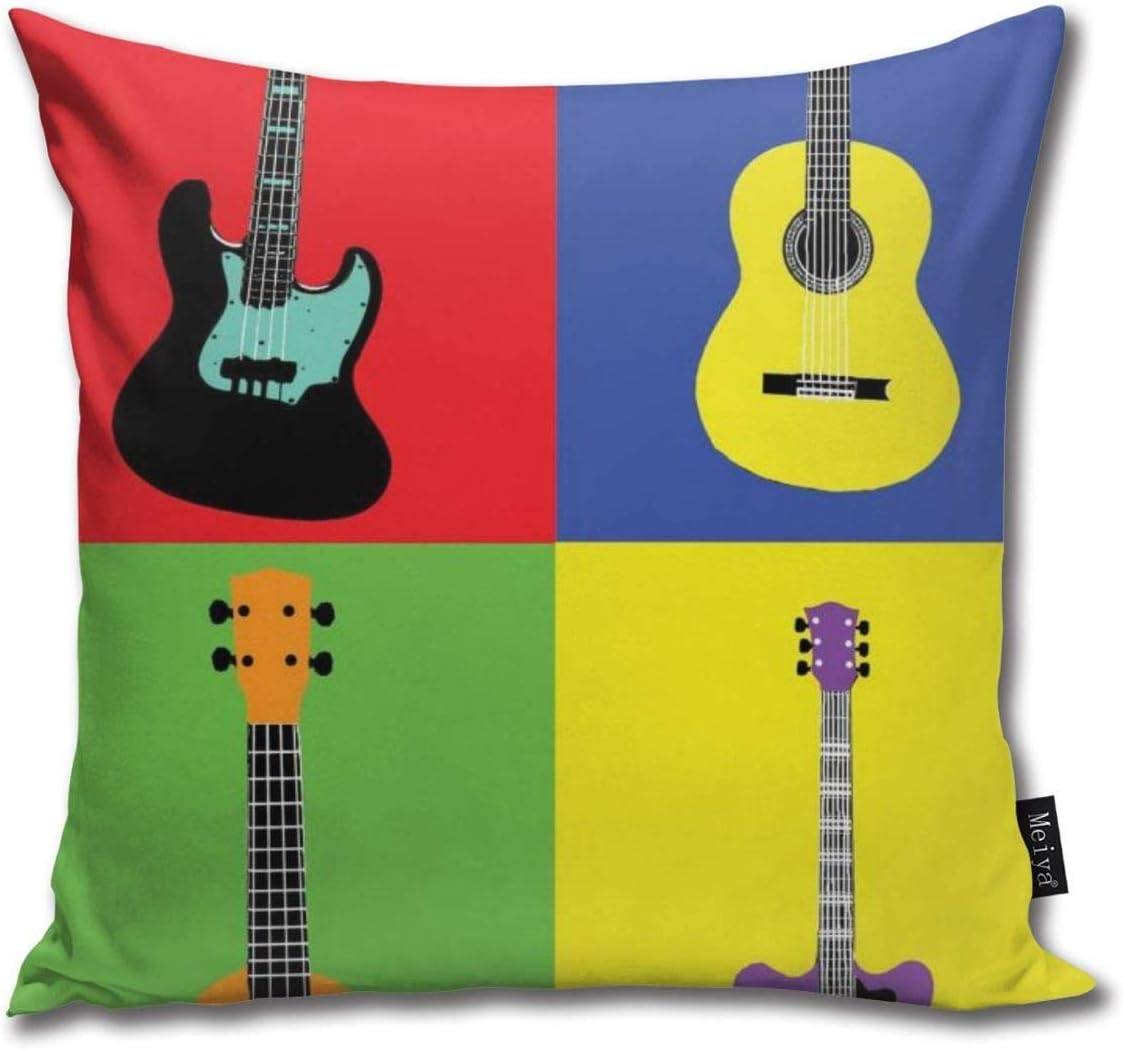 Mengghy Musical Instruments Guitars Pop Art Decorative Throw Pillow