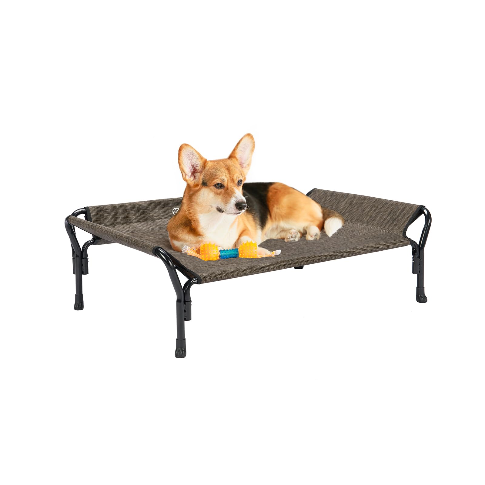 Photo 1 of Veehoo Medium Elevated Dog Bed, Guardrail, Non-Slip, Chewproof, Washable & Breathable Teslin Mesh, Brown