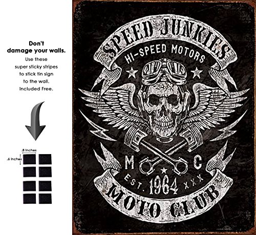 Shop72 - speed junkies hi speed motors tin sign retro v…