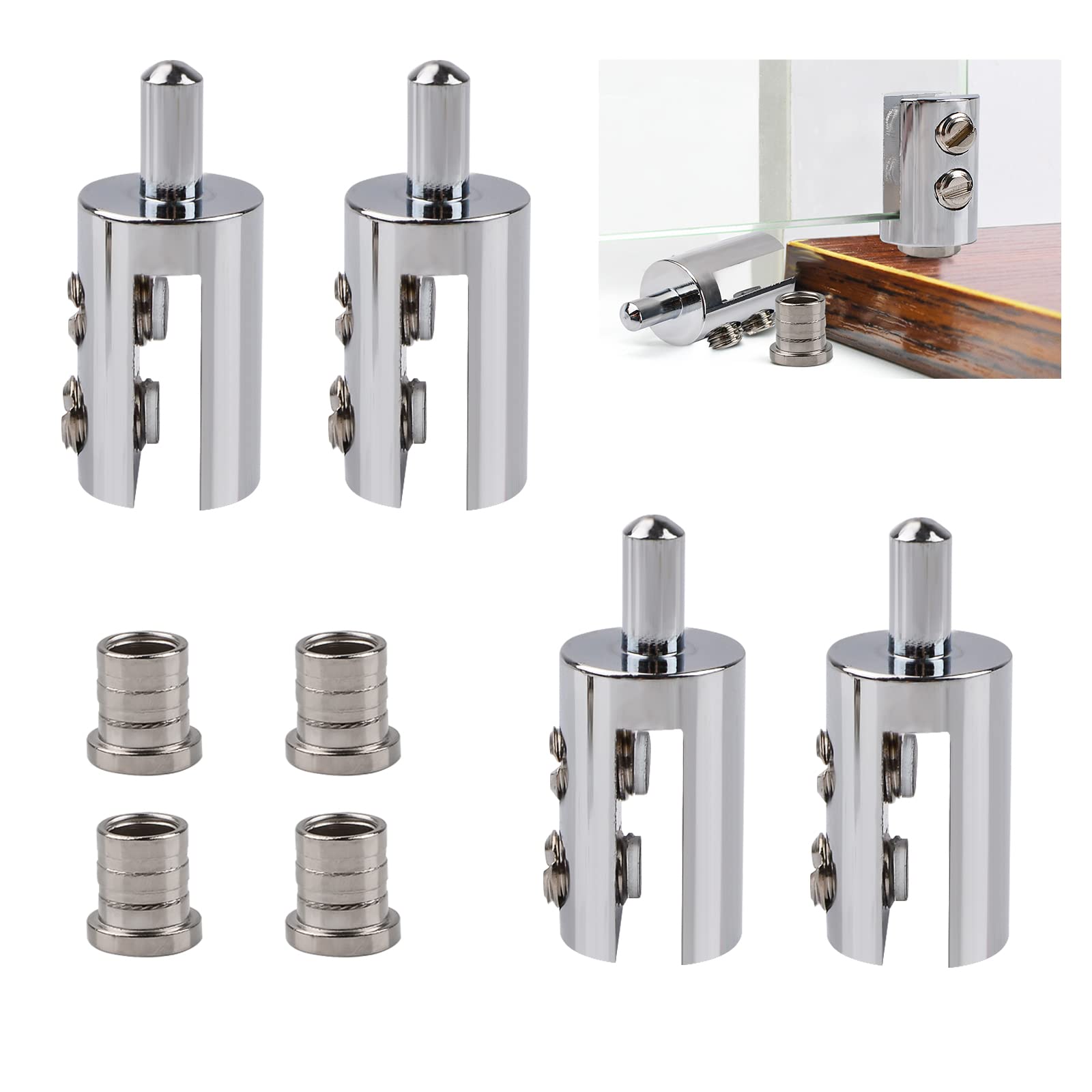 UFURMATE Glass Door Pivot Hinges, 4Pcs Brass Clamp Hinge Replacement Kit for Frameless Glass Cabinet Door, 3-5mm Free-Swinging