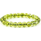 CRYSTALIS Green Peridot Bracelet for Boosting Spirituality-Good Fortune and Joy - 8mm Beaded Bracelet for Women Men Unisex - Elastic Adjustable Size