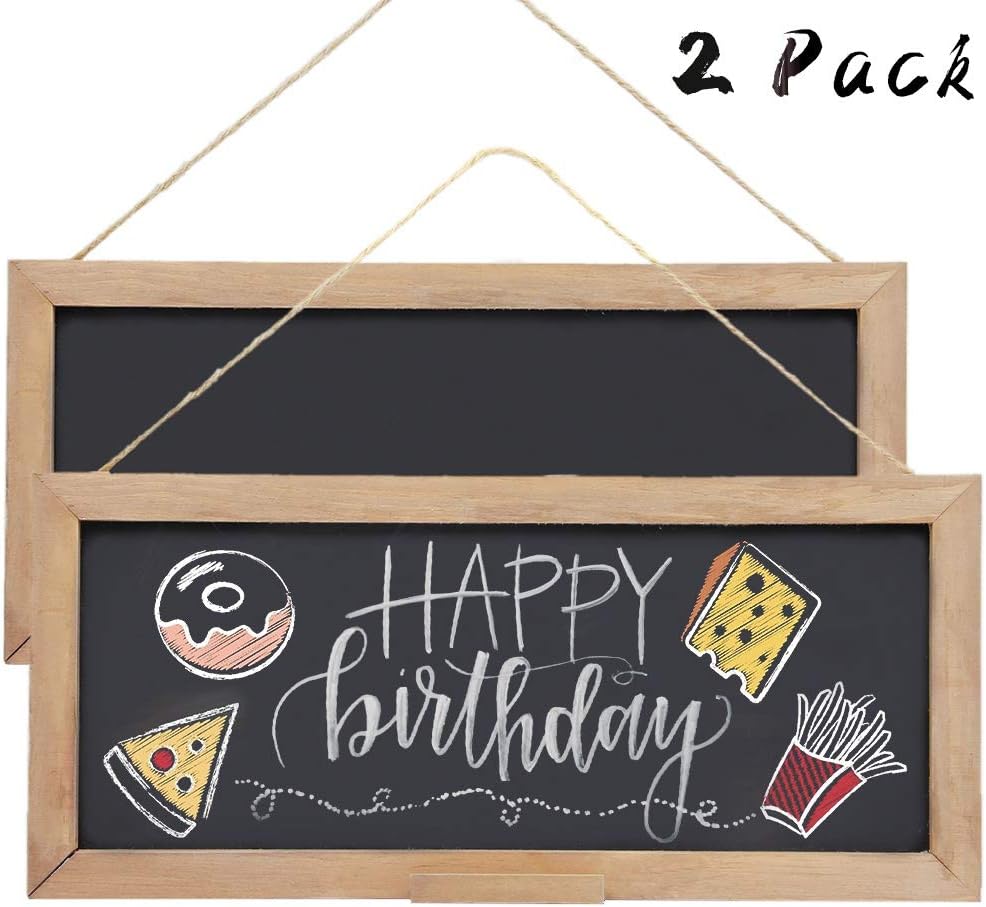 SAND MINE 2 Pack Vintage Framed Chalkboard Sign with Hanging String, Decorative Chalk Board, Decorative Farmhouse Chalkboard, Erasable Message Board, Hanging Chalkboard Sign: Home & Kitchen