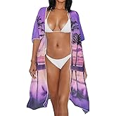 KEIAHUAN Kimono Swimsuit Cover Ups for Women Open Front Long Cover Up Long Loose Casual Summer Tops