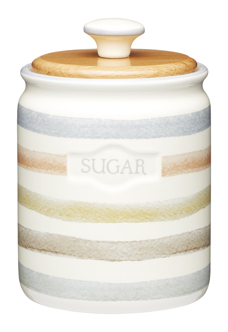 KitchenCraft Classic Collection Striped Ceramic Sugar Container, Dishwasher Safe, 8 ml (28 fl oz) - Cream, 17 x 11cm