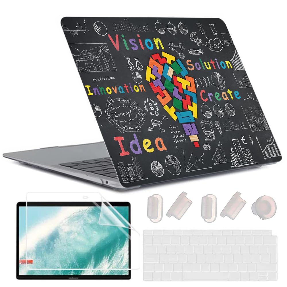 MUSHUI 4 in 1 Case for MacBook Air 13 inch 2020 2019 2018 Release M1 A2337 A2179 A1932 Retina Display Touch ID, Plastic Laptop Hard Shell Case & Keyboard Cover & Screen Protector, X32-23