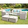 COSIEST 7-Piece Outdoor Patio Furniture Conversation Set All-Weather Wicker Sectional Sofa w Thick Cushions, Coffee… 61KO bOwq2L