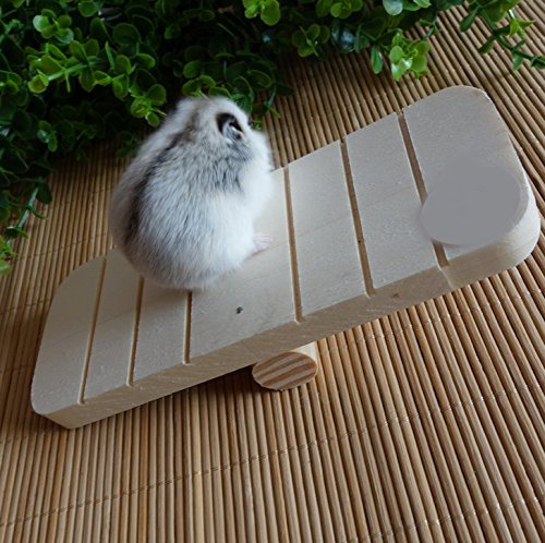 Natural Wood Seesaw For Hamster Mice Chinchilla Chipmunk, Small Animals Habitat Toy HM-06
