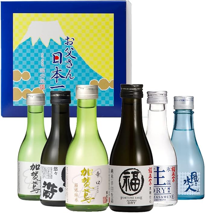 Amazon Co Jp 感謝の気持ちと一緒に お父さん日本一 ちょいボトル 6本 父の日限定ラベル 日本酒 石川県 180ml 6本 食品 飲料 お酒