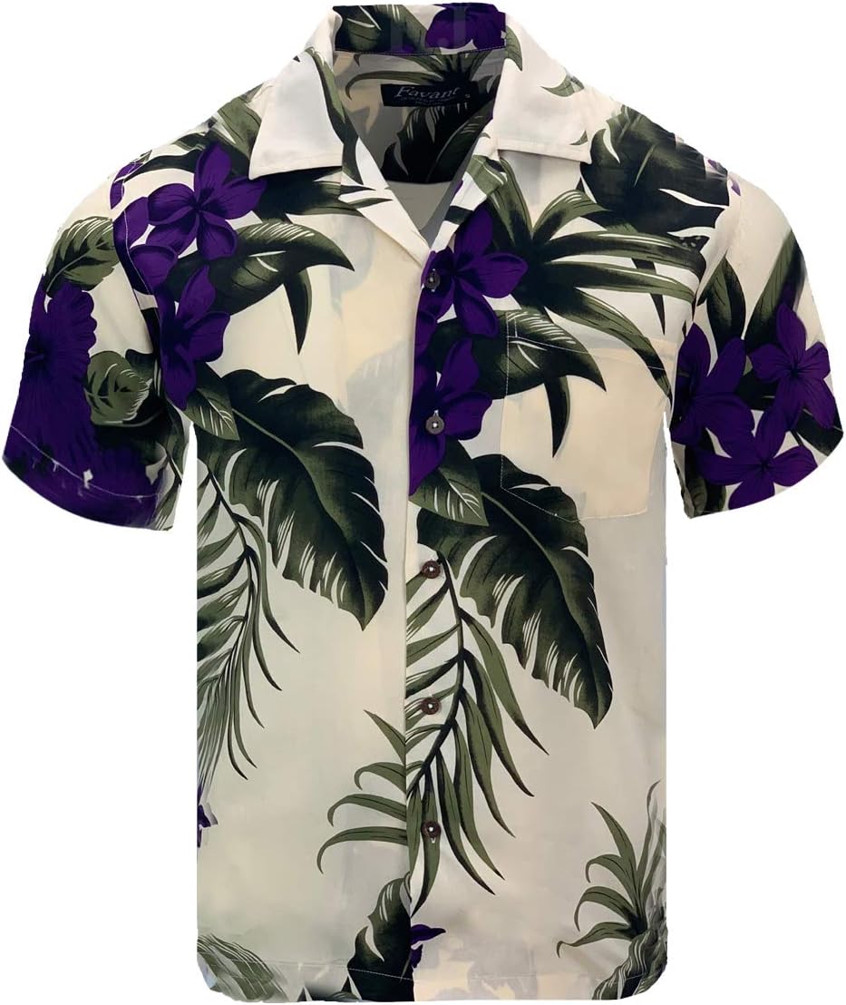 Tropical Luau Beach Floral Print Men’s Hawaiian Aloha Shirt