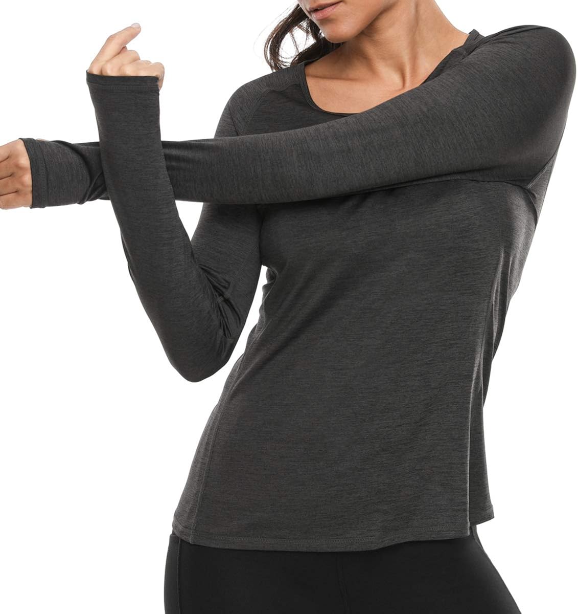 VUTRU Women's Long Sleeves Workout T Shirt Breathable Sports Running Yoga Tops w Thumb Holes : Clothing