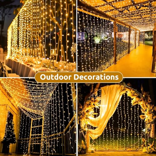 Joycome 3 m x 3 m 300 LED Christmas Light String Lights with Transformer, Timer, 8 Modes Waterproof Curtain Light for Christmas, Bedroom, Window, Wedding, Outdoor, Indoor Decorations