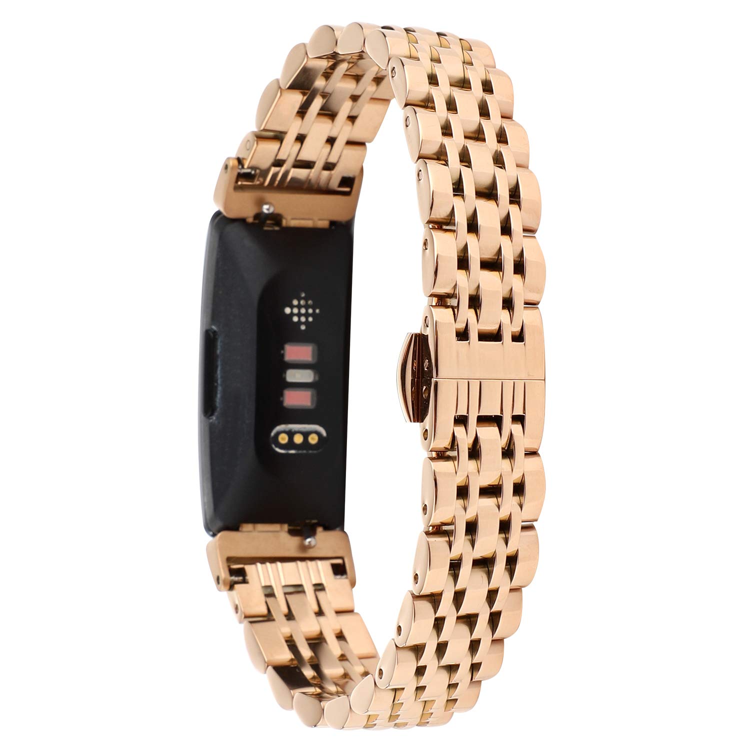 TenCloud Straps Compatible with Fitbit Inspire 2 Strap, Metal Stainless Steel Adjustable Replacement Business Wristband Band Watch Accessory for Inspire 2 Fitness Tracker Only (Rose Gold)