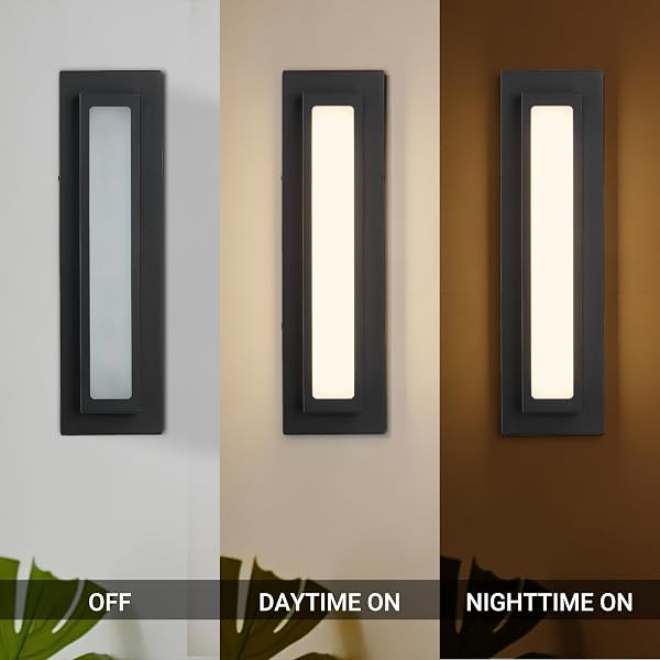 CALOKES MODERN LED OUTDOOR WALL SCONCE, 16W 3000K BLACK GEOMETRIC EXTERIOR LIGHT FIXTURE, WATERPROOF WALL MOUNT LIGHTING FOR FRONT DOOR, GARAGE, PATIO, AND HOUSE – 2 PACK
