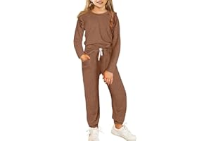 Yekaty Kids Girls Clothes Stylish Ruffled Tops and Pants with Pockets Clothing Sets 2 Piece Outfits