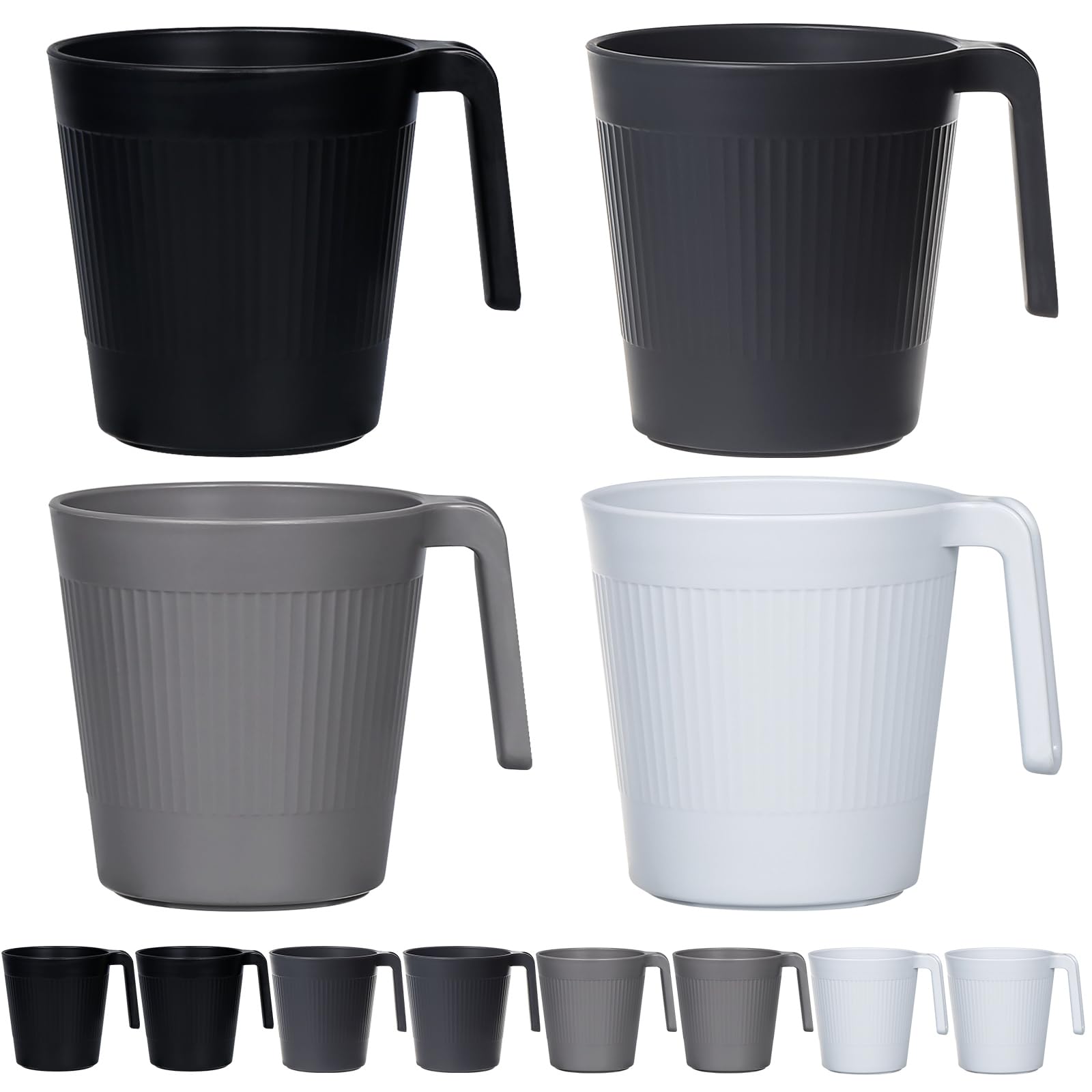 Greentainer Unbreakable Lightweight Drinking Cups, Coffee Mugs with Handle, Set of 8, Drinking Cups for Adults,Water Milk Tea Tumblers, Dishwasher and Microwave Safe(Dawn)