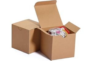 MESHA 50PC Brown Gift Box 3x3x3'' Small Cardboard Gift Boxes with Lids, Bridesmaid Proposal Gifts Box, Bridal, Cupcake Box, Groomsmen Proposal Box