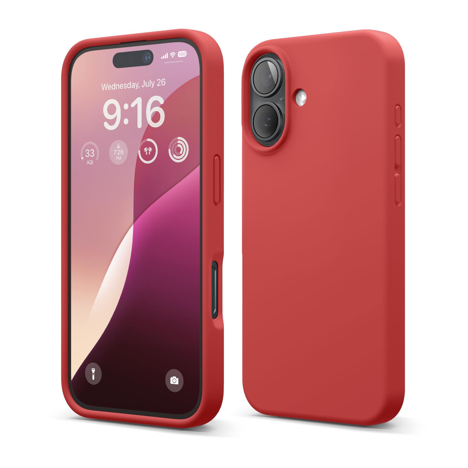 elago Compatible with iPhone 16 Case, Premium Liquid Silicone Case, Full Body Protective Cover, Shockproof, Slim Phone Case, Anti-Scratch Soft Microfiber Lining, 6.1 inch (Red)