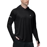 Roadbox Men's UPF 50+ Sun Hoodie, UV Long Sleeve Fishing Shirts Rash Guard | SPF 50+ UV Protection, Quick Dry, Lightweight, Moisture Wicking &amp; Cooling Comfort for Hiking, Boating, Swimming and Outdoors