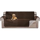 HOMERILLA Reversible 3 Cushion Couch Cover for Dogs Water Resistant Washable Pets Furniture Protector Sofa Cover with Elastic Straps (68" Sofa, Chocolate/Beige)