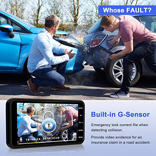 Dual Dash Cam Car Camera - Contain 32GB SD Card，Full HD 1080P Dash Camera for Cars，4“IPS Screen Dual Wide Angle Lens Car Dash Camera，G-Sensor，Cycle Recording，Parking Monitoring.（2020 Upgraded Version）