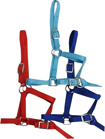 AMKA Halfter für Minishetty Minipony Fohlen, Holzpferd | Fohlenhalfter Shetty Halfter Nylon mit kurzer Führleine