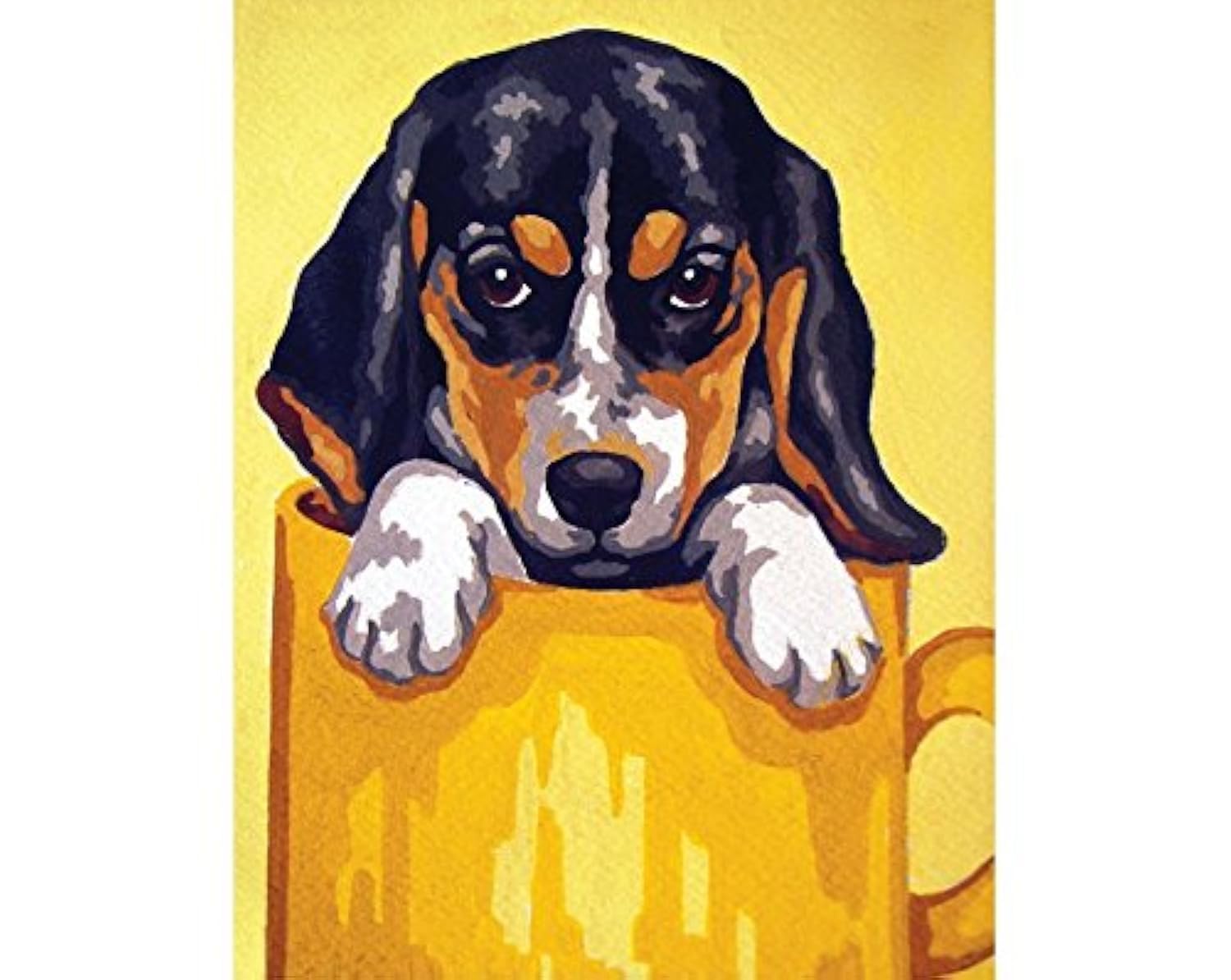 Collection D'Art Tapestry Kit Puppy in Yellow Mug, 100% Cotton, Multi-Colour, 20 x 25 x 0.1 cm