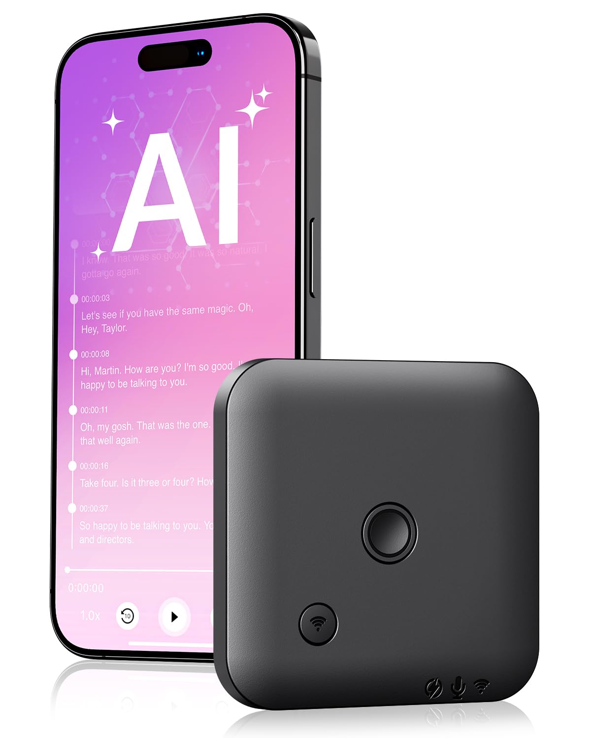 FoCase Note AI Voice Recorder, Transcribe & Summarize, Translation, APP Control with Chat GPT, Magnetic, 64GB Memory, Support 112 Languages, Audio Recorder for Phone Calls, Lectures, Meetings, Black