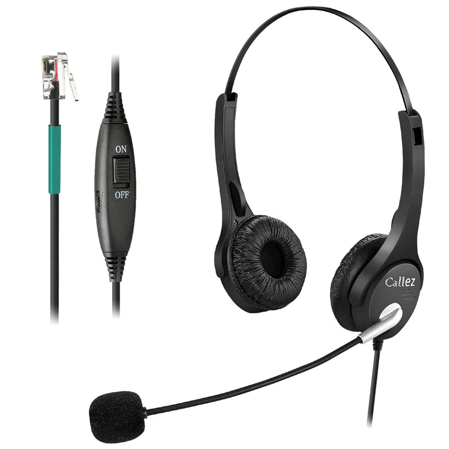 RJ9 Telephone Headset with Microphone Noise Cancelling, Phone Headset for Polycom VVX310 VVX410 VVX411 Mitel 5220 5312 5320 AVAYA 1408 1416 9508 Shoretel NEC BT Converse 2300 Landline Desk IP Phones