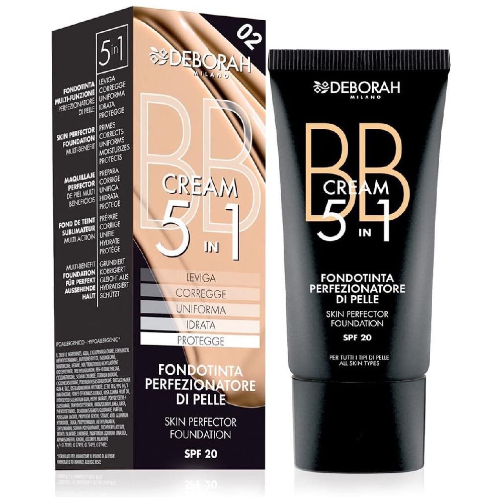 Deborah Milano BB Cream Foundation 5 in 1 Formula, Primes, Conceals, Evens, Moisturises and Protects with SPF 20 5.1g 2