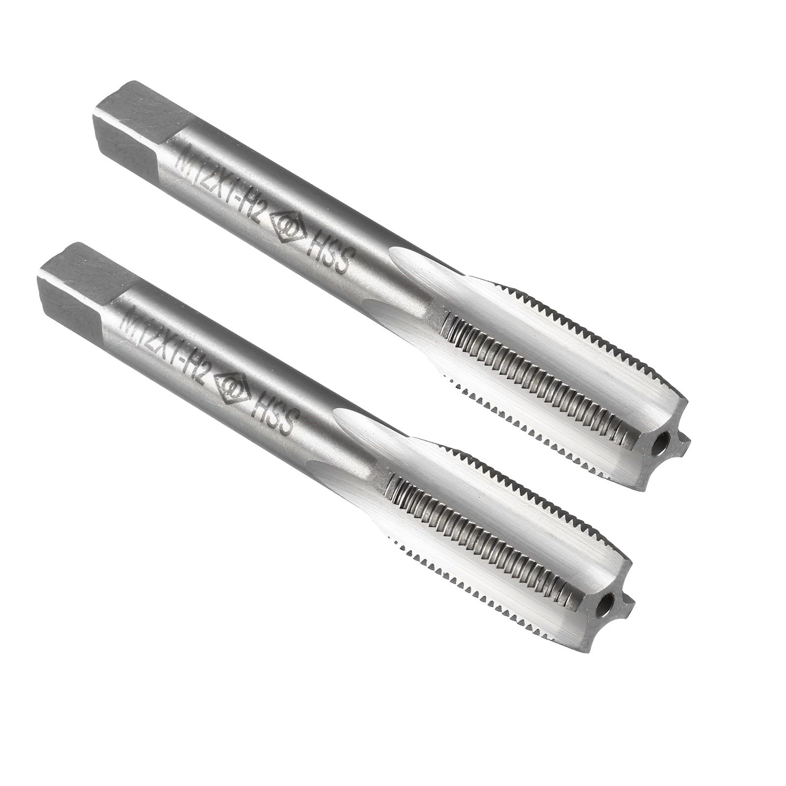 Boxonly Metric Taps M12 x 1mm, for Threading Machine and Electric Drills DIY, H2 HSS Ti-Coated, Right Hand Thread Plug Tap Threading Tapping Tool, 2pcs
