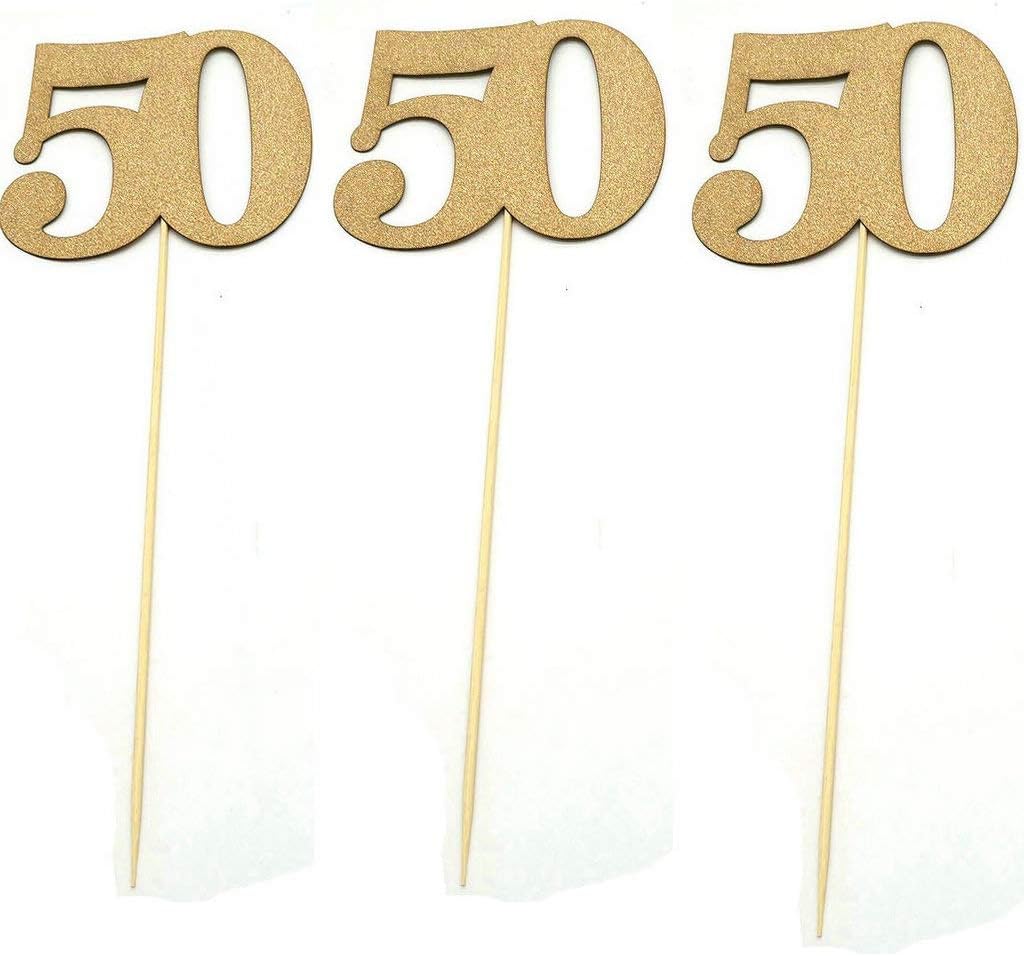 50th Centerpiece Sticks for 50th Birthdays Anniversaries College or High School Reunions or Company Celebrations and Galas Decorations Party Photo Booth Props 4CT (Champagne Gold): Health & Personal Care