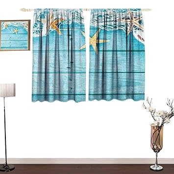 Amazon Com One1love Simple Curtain Starfish Decor Rustic Wood