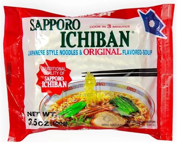 SAPPORO ICHIBAN JAPANESE STYLE NOODLES & ORIGINAL FLAVORED SOUP, 3.5 OZ