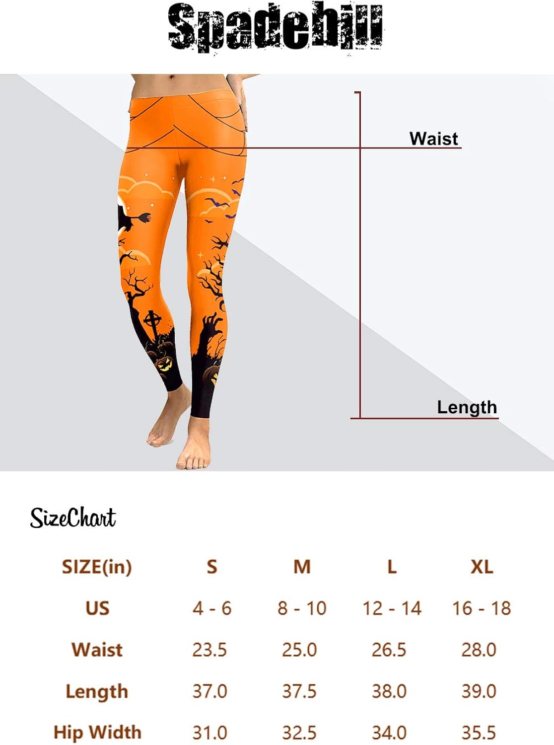 Spadehill Womens Halloween Party Funny Graphic Leggings: Clothing