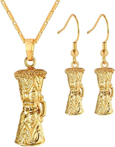 Amazon インディアンジュエリーセット 女性用 Kundu オープンワークスタイルジュエリー イエローゴールドメッキ パプアニューギニア ネックレスピアスセット ジュエリー 通販