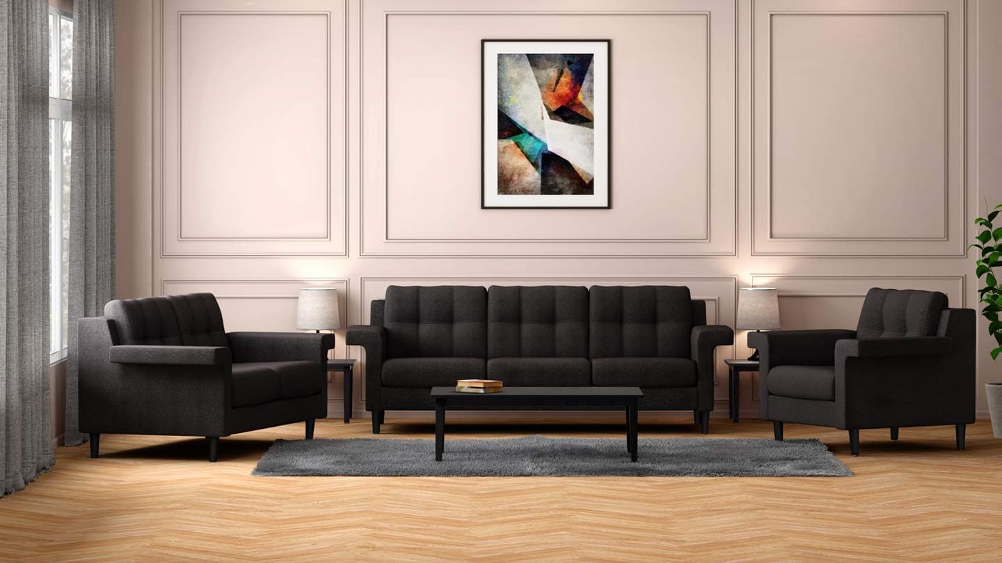 GODREJ INTERIO Flight Sofa Set 6 Seater Dark Grey(3 + 2 +1 Seater