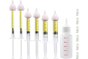 HAOYUSTORE Pet Nursing Bottle, Nursing Bottle Kits, Kitten Bottle Feeding Kit, Suitable for Feeding Newborn Puppies, Kitten, Squirrel with 1 Puppy Bottles for Nursing Puppy Milk, 6 Replacement Nipple