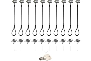 LORADAR 10Pack Laptop Security Cable Lock Anti Theft 6.7Feet for Laptops, Monitor & Other Devices (Keyed Different+Master Key)