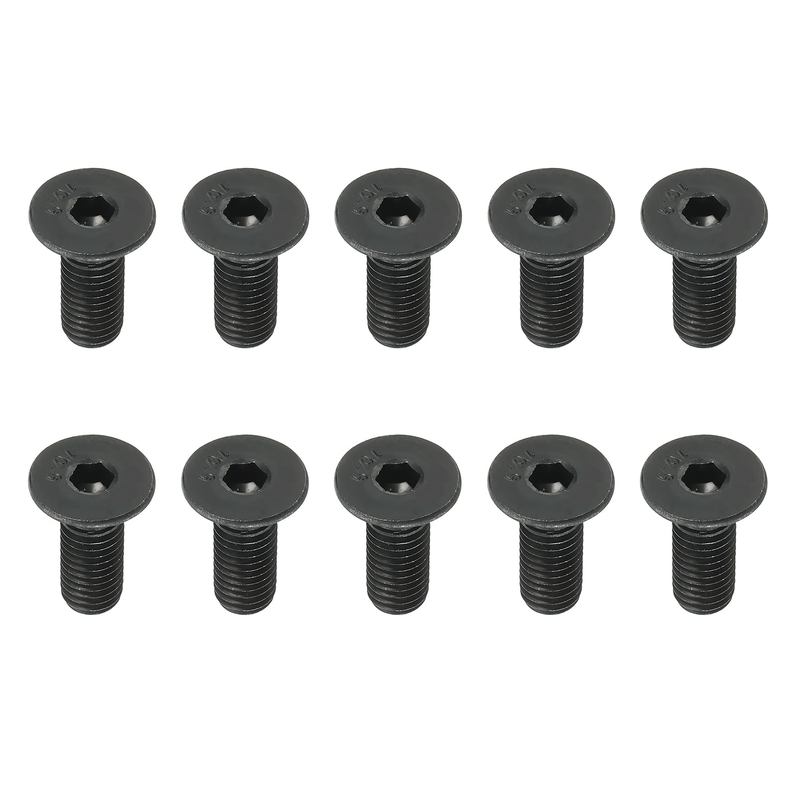 PATIKIL M10 x 25 mm Flat Head Socket Cap Screws, 10 Pack Flat Countersunk Bolts Medium Carbon Steel Hex Socket Drive Machine Screws Full Thread Black Oxide Grade 10.9