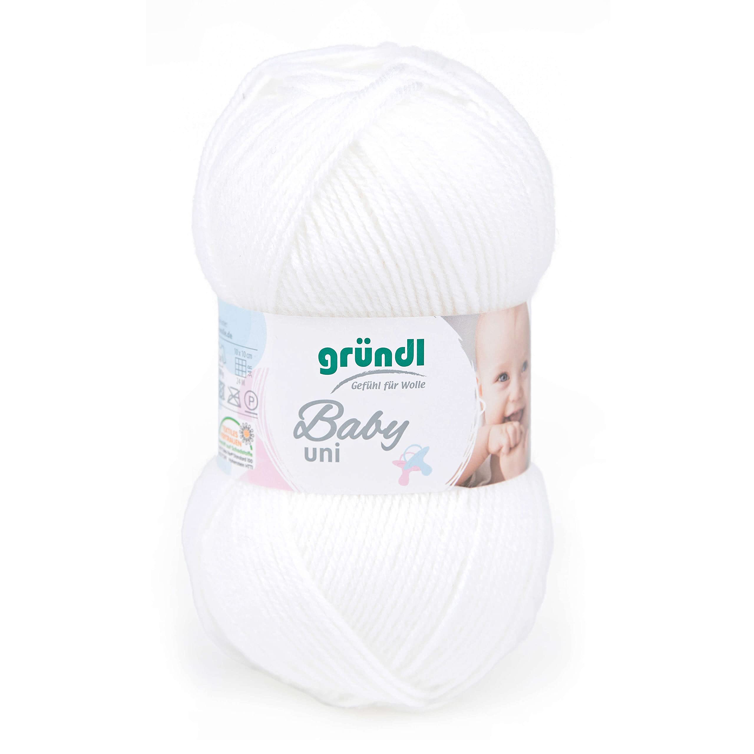 Gründl Yarn, White, Approx. 150 m, 3458-01