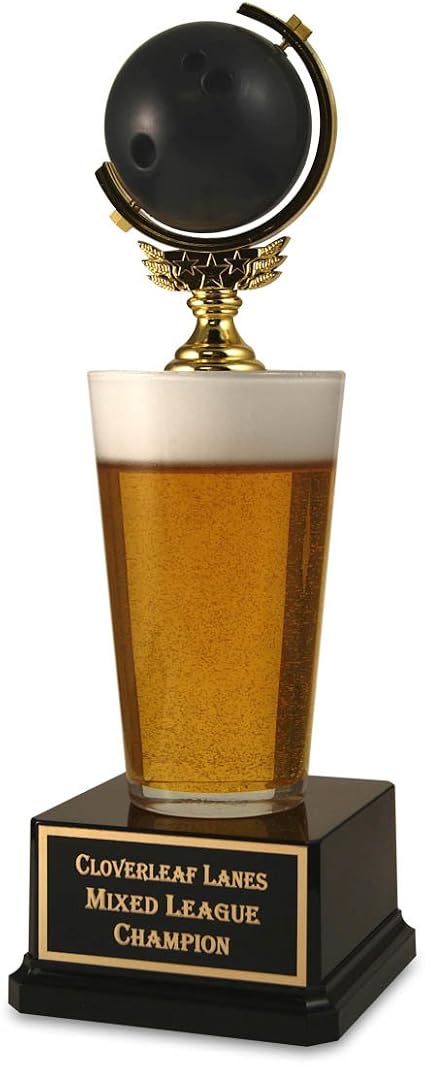 Amazon.com : Far Out Awards Bowling Ball Beer Trophy - Funny Bowling ...