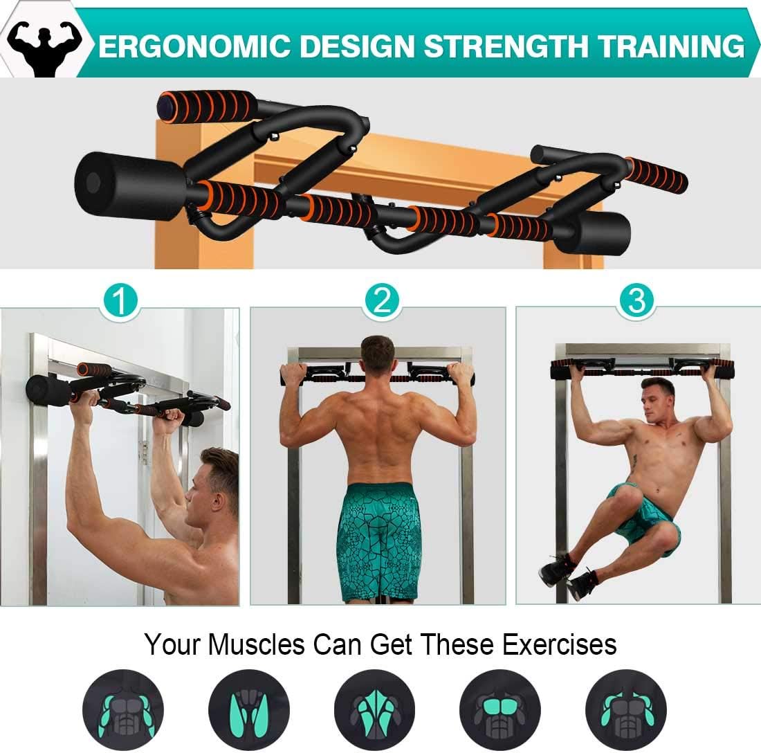 KLL Pull up Bar for Doorway, Multifunctional Strength Training Pull-up Bars for Home Gym Exercise, Doorway Pullup Chin up Bar No Screws with Upgraded Thickened Steel & 440LBS(180-days Free Return) : Sports & Outdoors