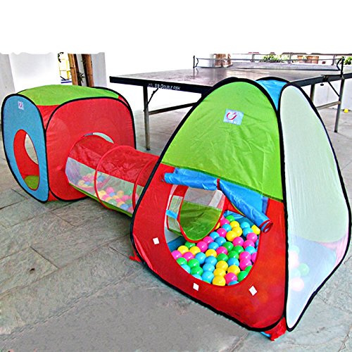 Playhouse Tunnel Kids 3 Pcs Children Play Tent Set Square Cubby Outdoor