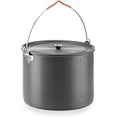 Naturehike 10.5 Quart Aluminum Hanging Pot, 6-8 Person Portable Camping Pot with Lid, Ultralight Outdoor Cooking Pot Cookware for Hiking Picnic Travel