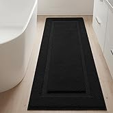SHACOS Super Soft Black Bathroom Runner Rugs 20x47 inch Non Slip Washable Long Rugs for Bathroom Floor Tub Shower Bath Mats Bath Decor Accessories, 1'8" x 3'11"