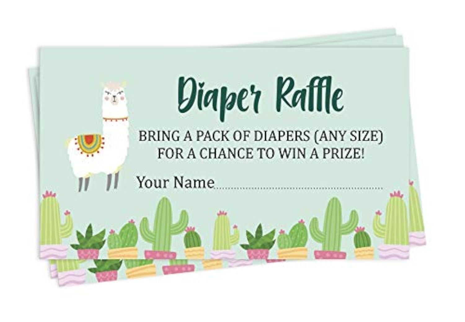 Inkdotpot 30 Baby Shower Diaper Raffle Ticket Lottery Insert Cards Supplies Games For Baby Shower Party Llama Gender Neutral Bring A Pack Of Diapers To Win Favors Gifts And Prizes