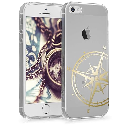 kwmobile Apple iPhone SE / 5 / 5S Hülle - Handyhülle für Apple iPhone SE / 5 / 5S - Handy Case in Gold Transparent