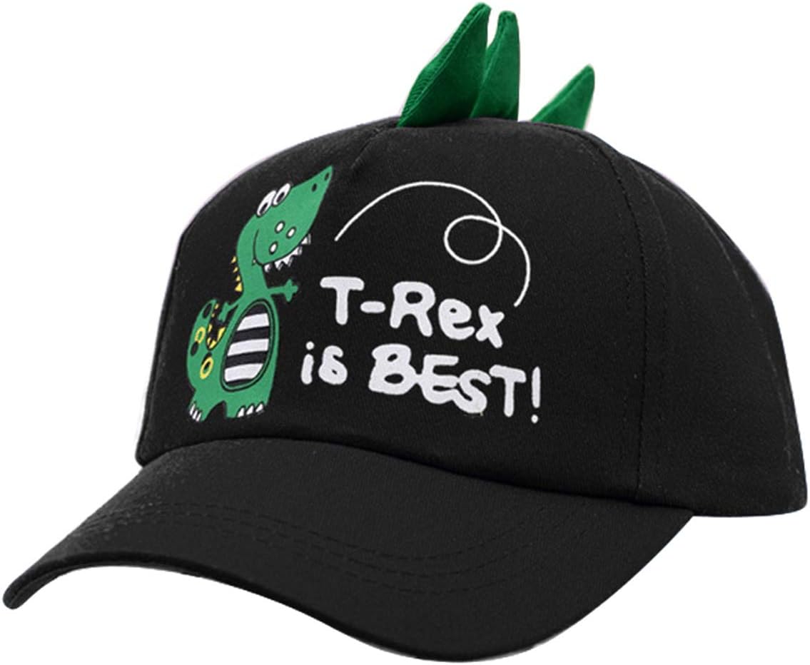 Aisheny Toddler Boys Girls Baseball Cap, Breathable Cotton Dinosaur Printed Adjustable Hat (Color : Black)