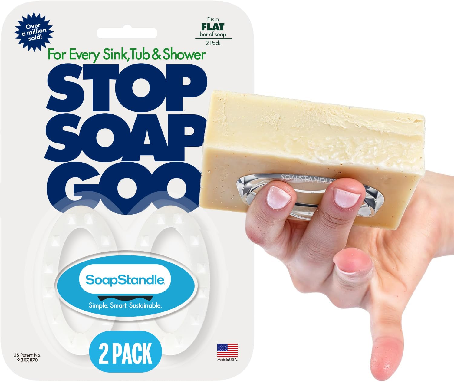 SoapStandle Bar Soap Gripper No Goo or Mess Soap